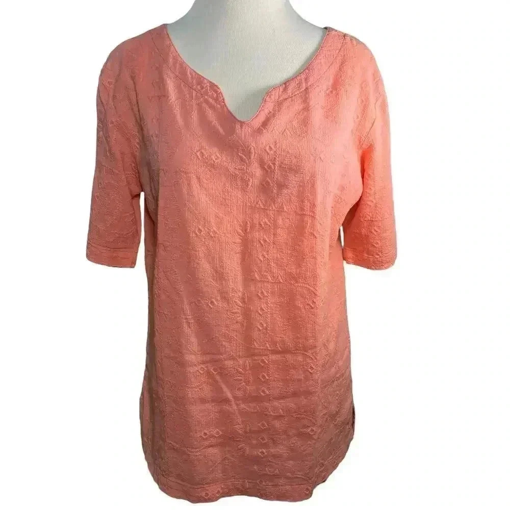White Sierra Peach Lightweight Casual 100% Cotton Top